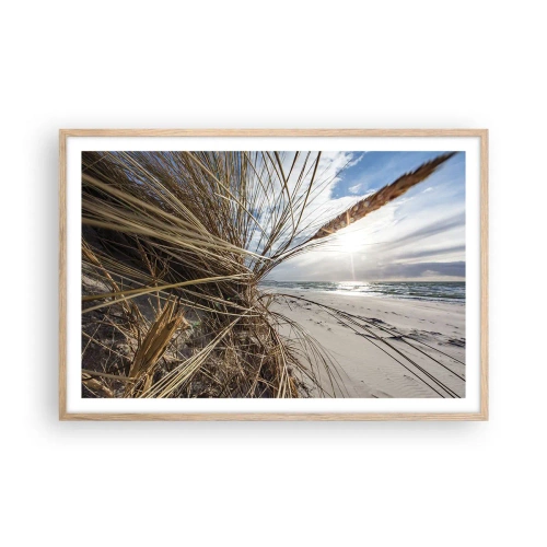 Poszter világos tölgy keretben - Az elemek találkozása - 91x61 cm