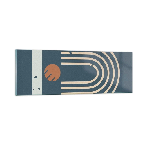 Üveg kép - Geometria sötétkék háttéren - 90x30 cm