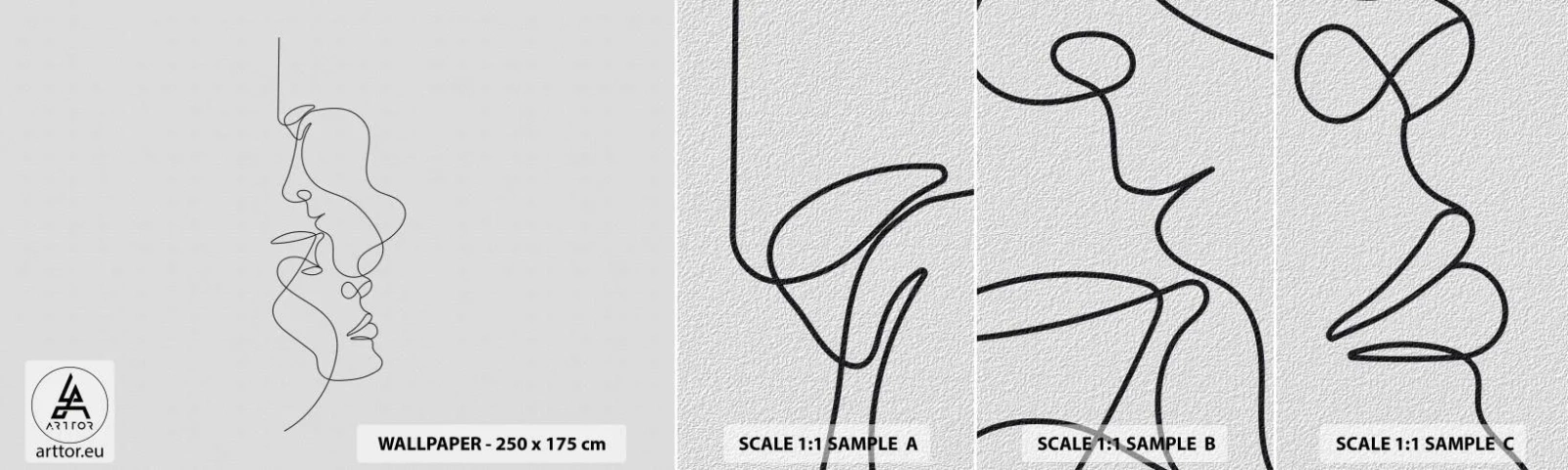 Fotótapéta Minta Standard Eco - Gyászos sóvárgás - Grafika, Szerelmes pár, Csók - 100x30 cm