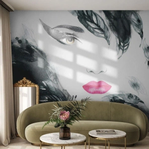 Fotótapéta Premium Sand - Figyelem! Femme fatale - Absztrakció, Női Arc, Egy nő portréja - 500x350 cm