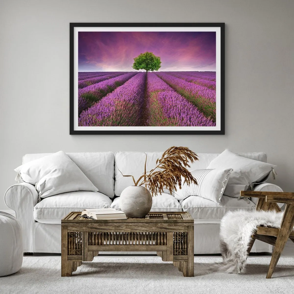 Poszter fehér keretben - Levendulaföldeken - 100x70 cm