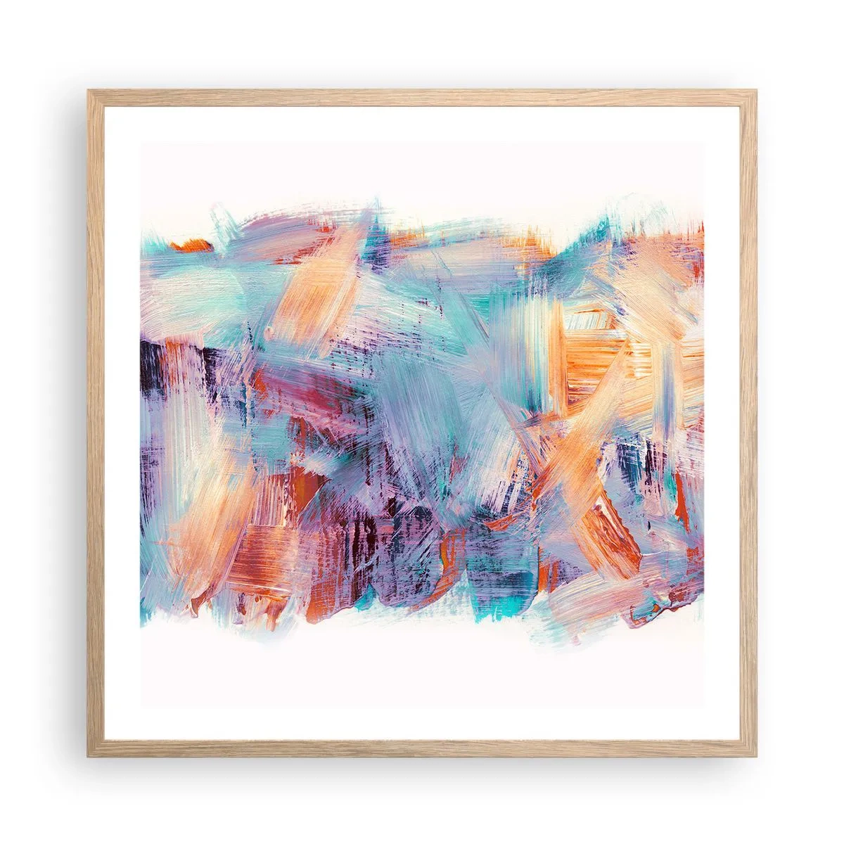 Poszter világos tölgy keretben - Színes rendetlenség - 60x60 cm