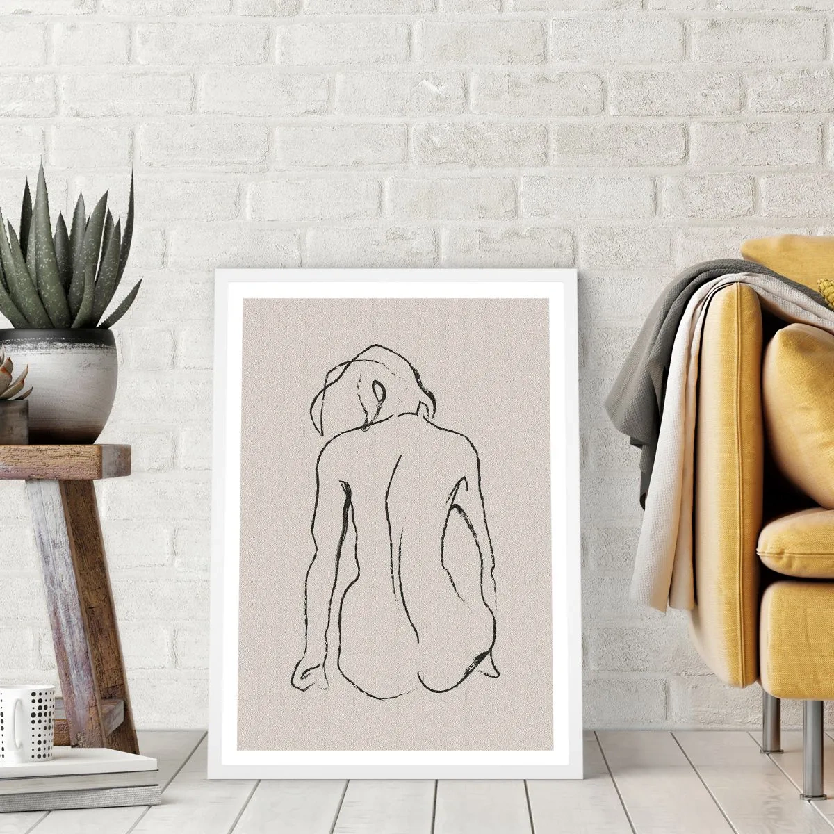 Poszter fekete keretben - Lány meztelenül - 50x70 cm