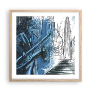 Poszter világos tölgy keretben - Városi rapszódia - 50x50 cm