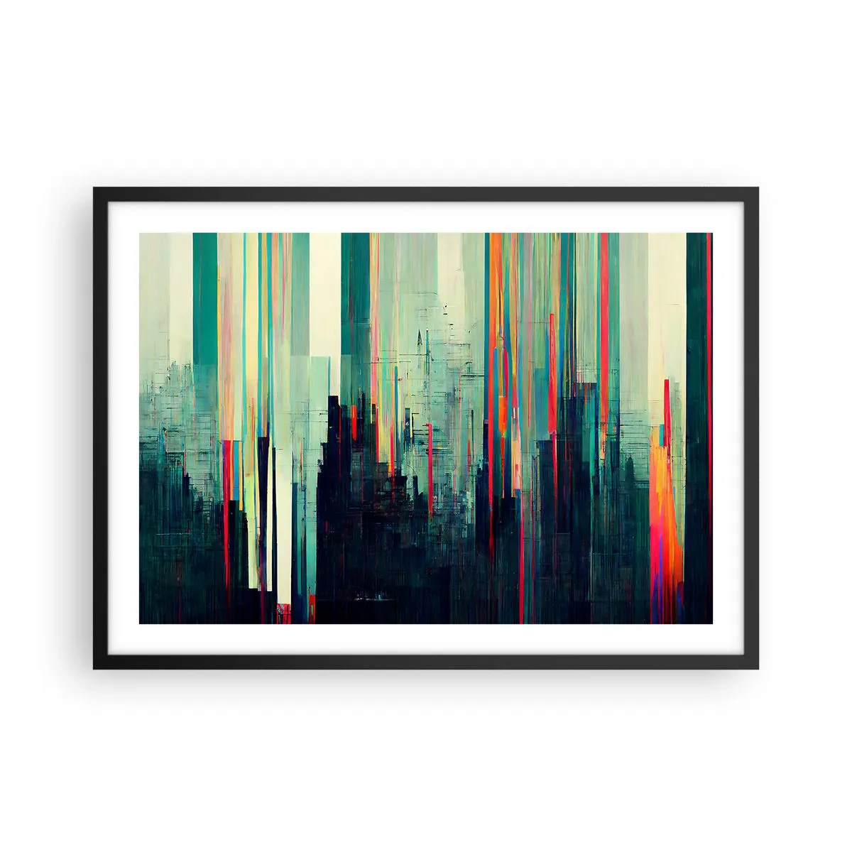 Poszter fehér keretben - Futurisztikus város - 70x50 cm