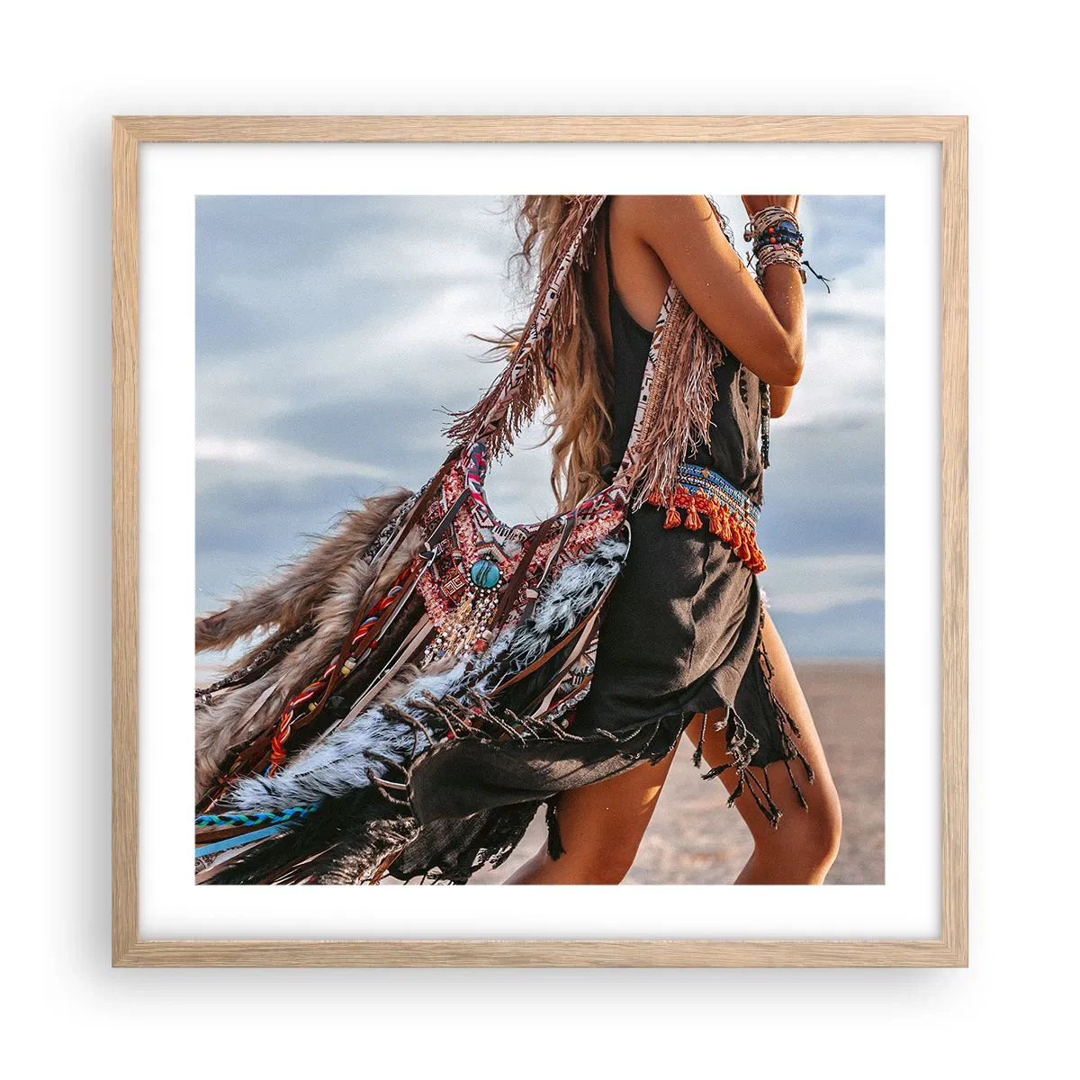 Poszter világos tölgy keretben - Sámán párja - 50x50 cm