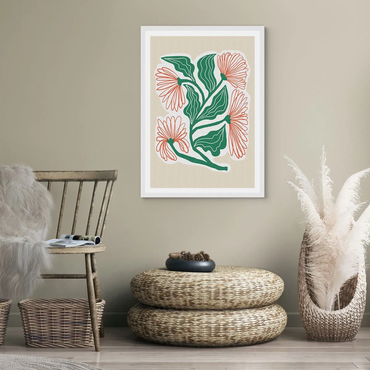 Poszter fekete keretben - Népi és modern - 61x91 cm