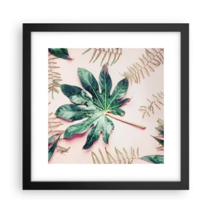 Poszter fehér keretben - A zöld tanulmánya a rózsaszín háttérben - 30x30 cm