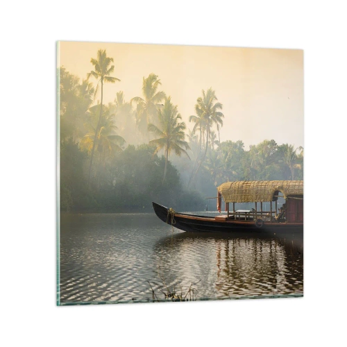 Üveg kép - Ház a folyón - 70x70 cm