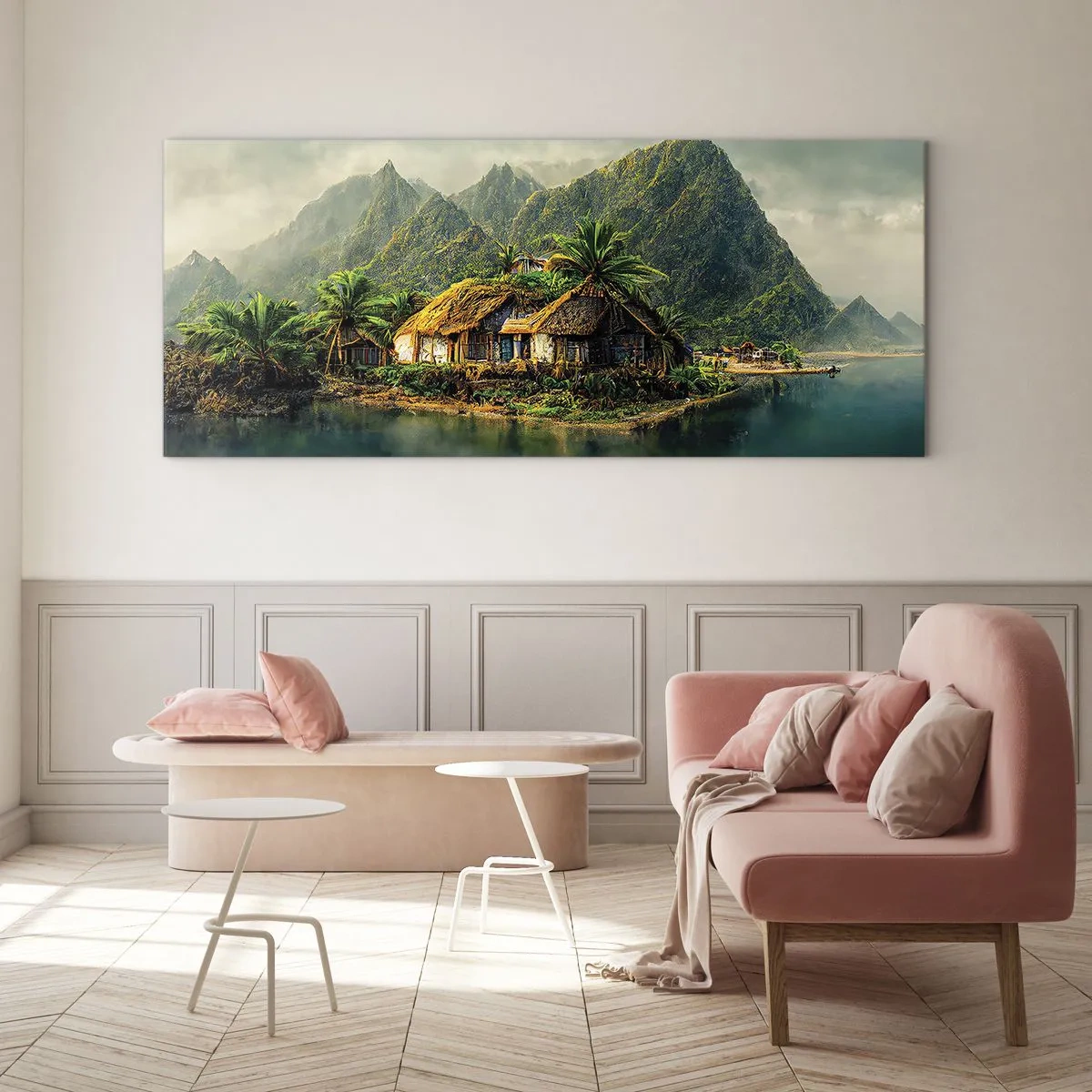 Üveg kép - Trópusi paradicsom - 90x30 cm