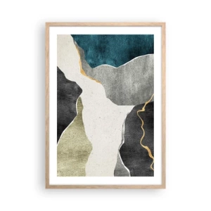 Poszter világos tölgy keretben - Mozaik kompozíció aranyszállal - 50x70 cm