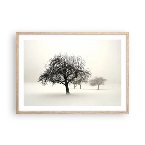 Poszter világos tölgy keretben - Téli álom - 70x50 cm