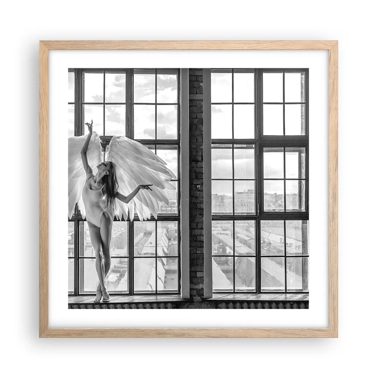 Poszter világos tölgy keretben - Angyalok városa? - 50x50 cm