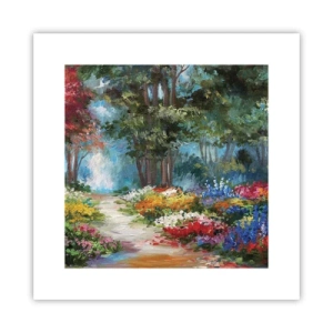 Poszter - Erdei kert, virágos erdő - 30x30 cm