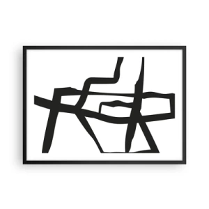 Poszter fehér keretben - Fekete-fehér konstrukció - 70x50 cm