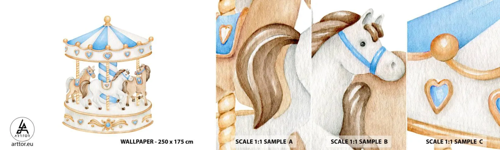 Fotótapéta Minta Standard Eco - Édes gyermekkor - Lovak, Vidám körbe, Gyermekek - 100x30 cm