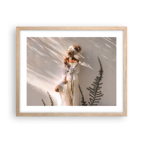 Poszter világos tölgy keretben - A nap és a lány - 50x40 cm