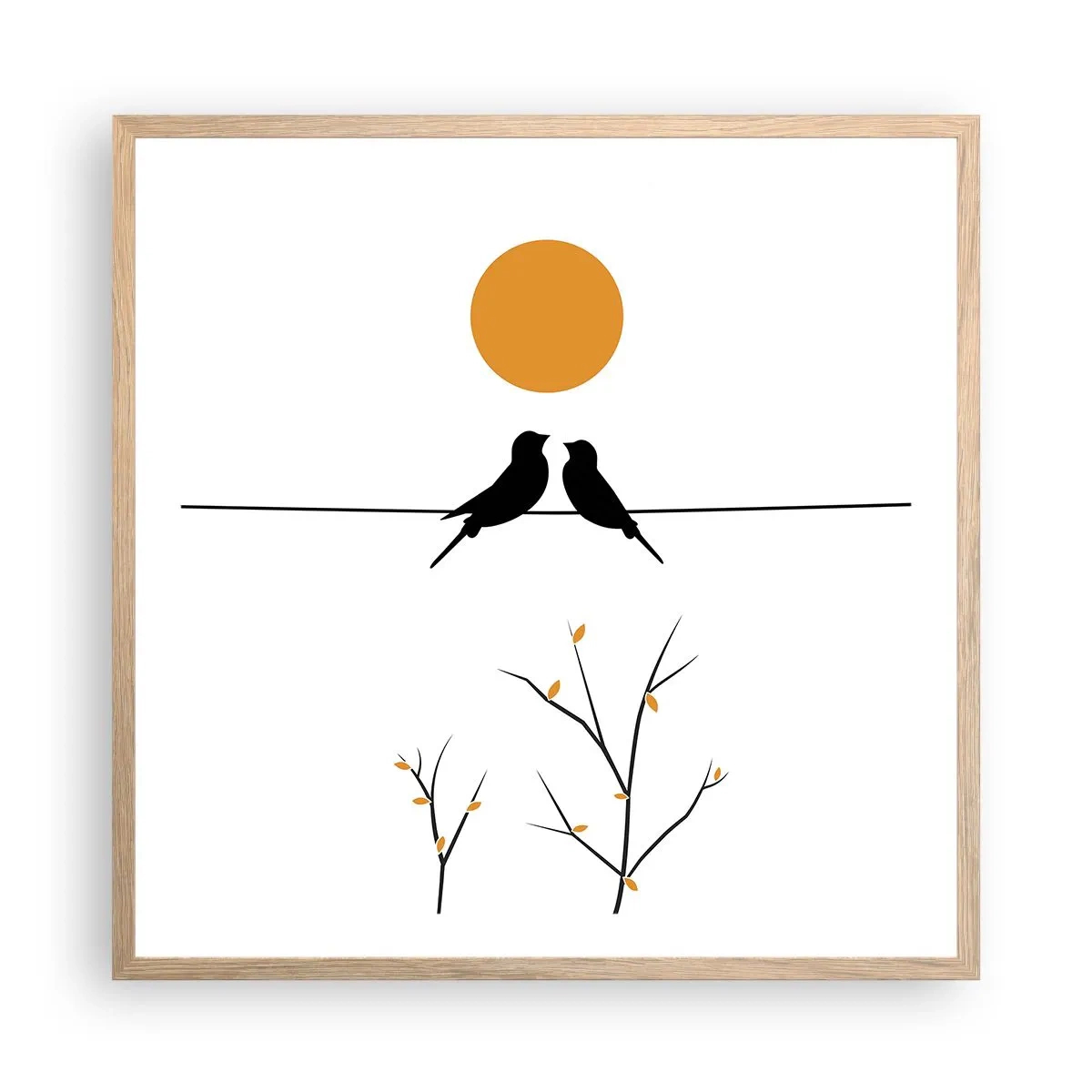 Poszter világos tölgy keretben - Fülemüle este - 60x60 cm