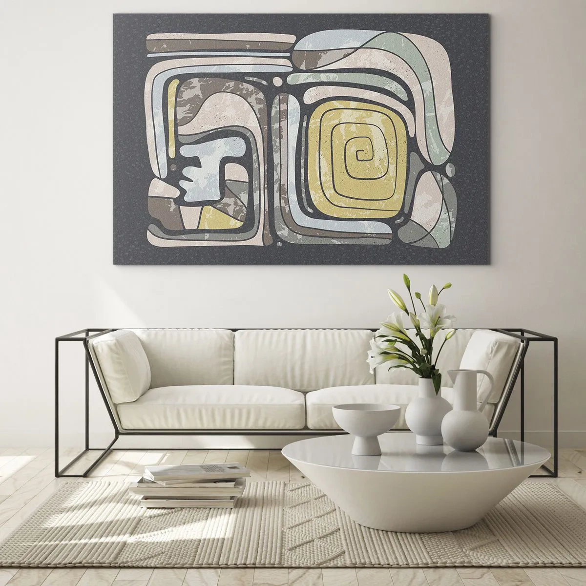 Üveg kép - Absztrakció pre-kolumbián szellemben - 100x70 cm