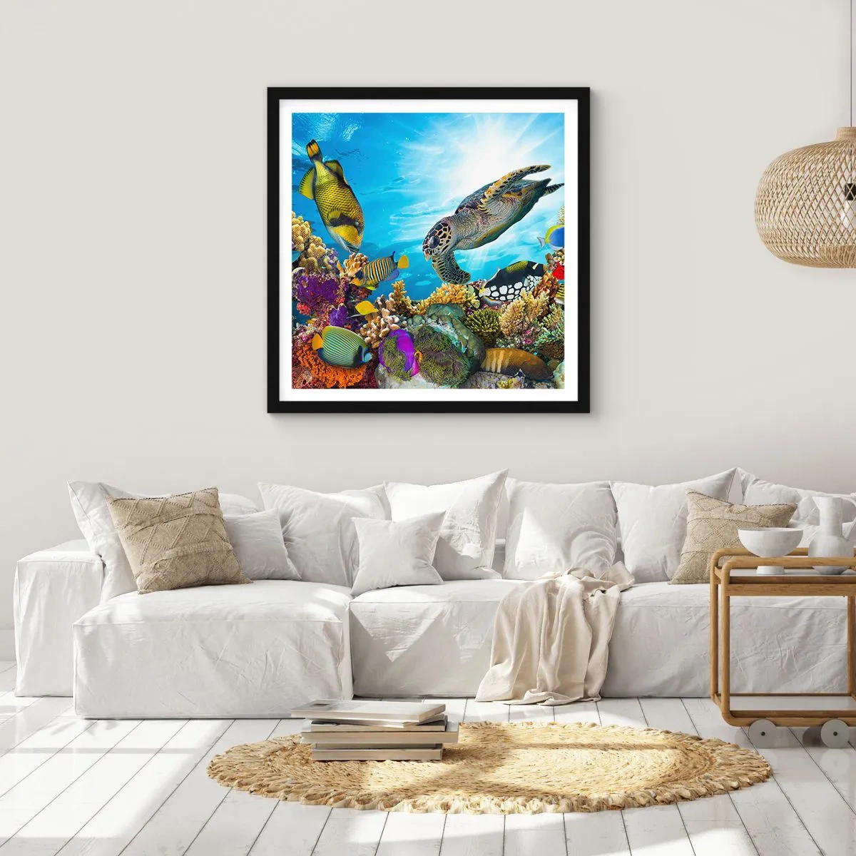 Poszter fehér keretben - Korall sétány - 60x60 cm