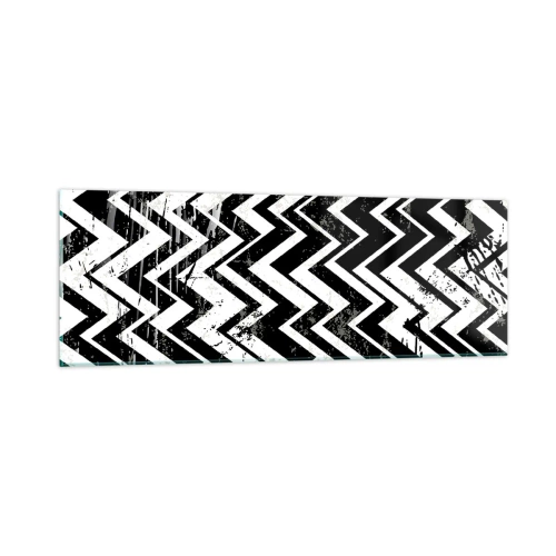 Üveg kép - Zyg-fehér, zag-fekete - 90x30 cm