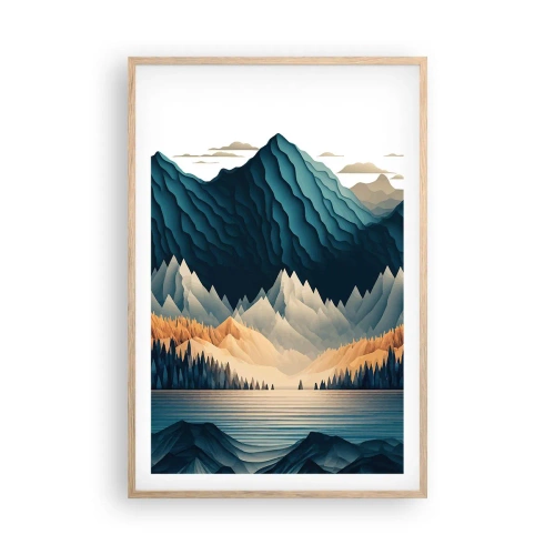 Poszter világos tölgy keretben - Tökéletes hegyi táj - 61x91 cm