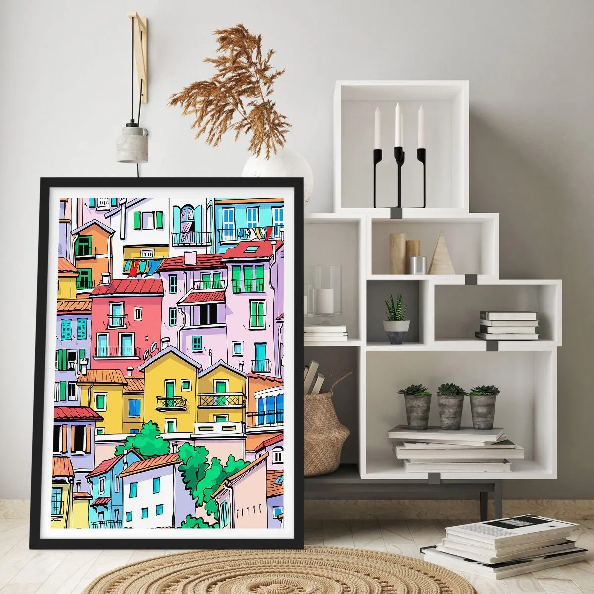 Poszter fehér keretben - Vidám város - 61x91 cm