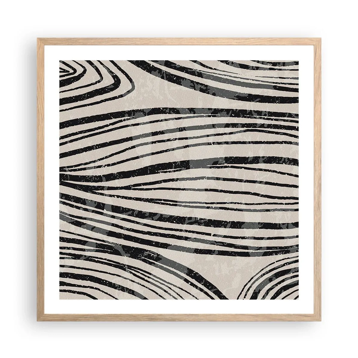 Poszter világos tölgy keretben - Vonalak csobbanása - 60x60 cm