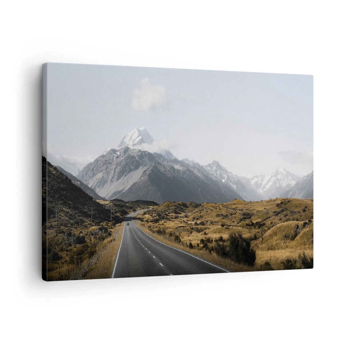Vászonkép - Egy út a hegyekben, festői tájjal körülvéve - 70x50cm - Út a hegyek szívébe - Modern fali dekoráció nappalihoz és hálószobához ARTTOR