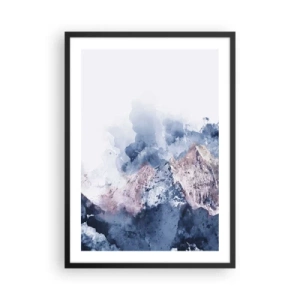 Poszter fehér keretben - Absztrakt hegyek kék árnyalatokban - 50x70cm - Ezek a csúcsok! - Modern fali dekoráció nappalihoz és hálószobához ARTTOR