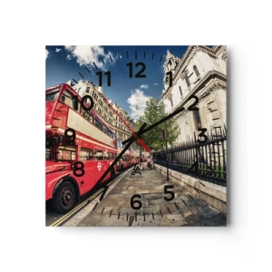 Falióra, Óra - Londoni utca szürke és piros színben - 40x40 cm