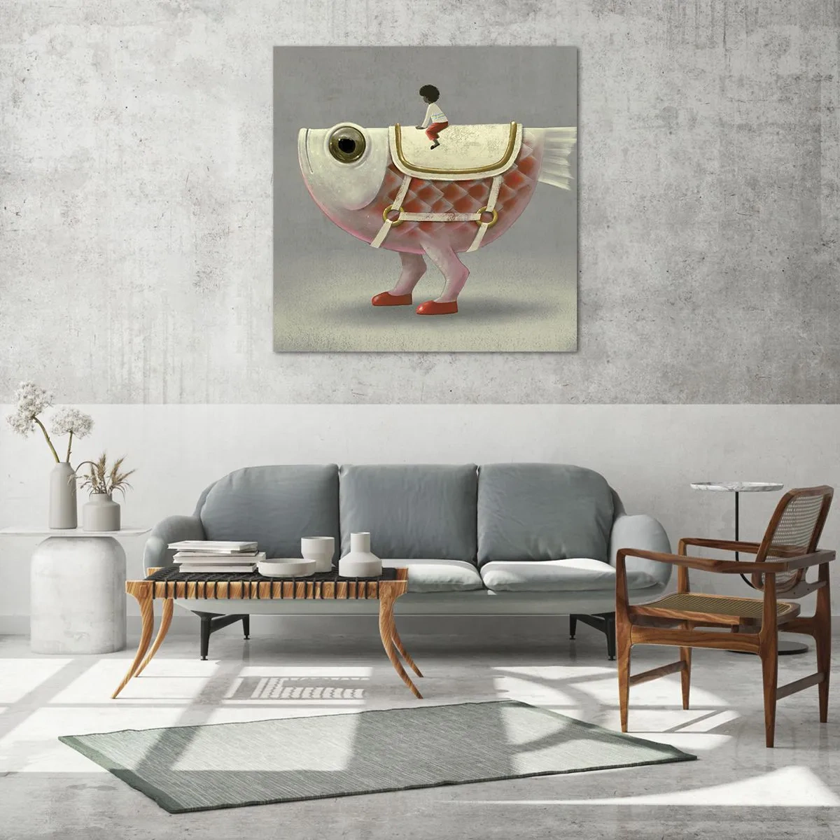 Üveg kép - A halas lovas - 70x70 cm