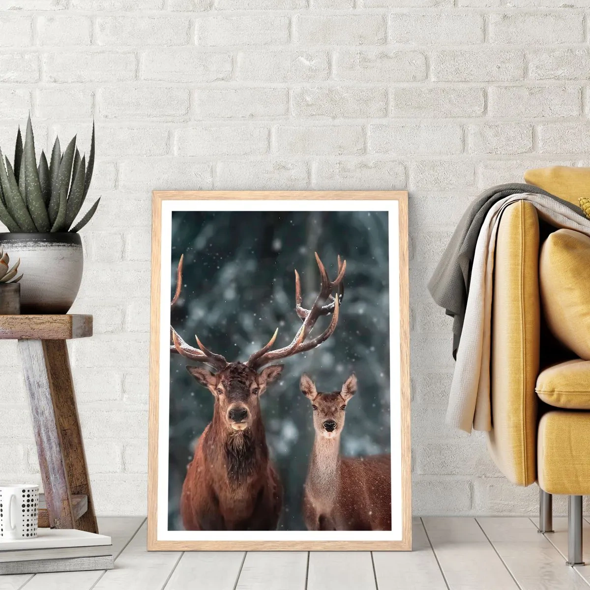 Poszter világos tölgy keretben - Az erdő ura a feleségével - 30x40 cm