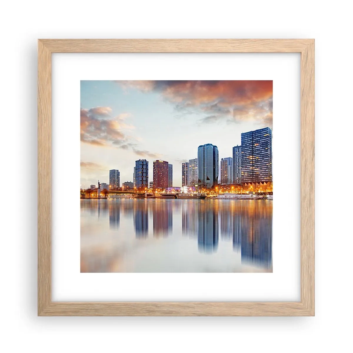 Poszter világos tölgy keretben - Párizs monumentális nyugalma - 30x30 cm