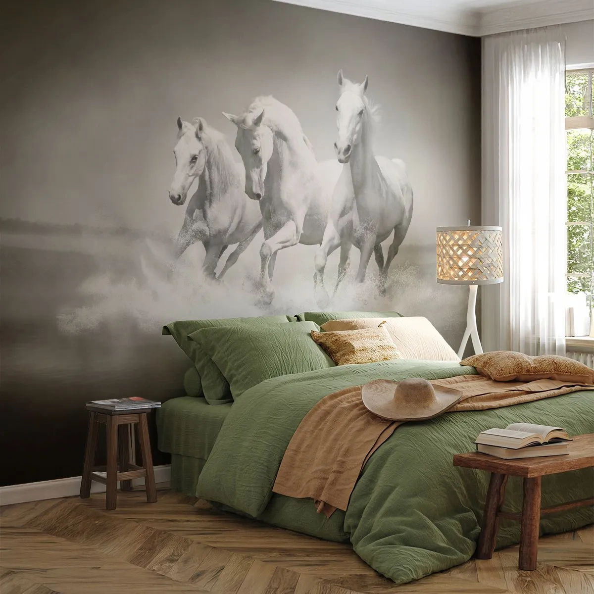 Fotótapéta Premium Canvas - Fehér őrület - Állatok, Lovak, Természet - 400x280 cm