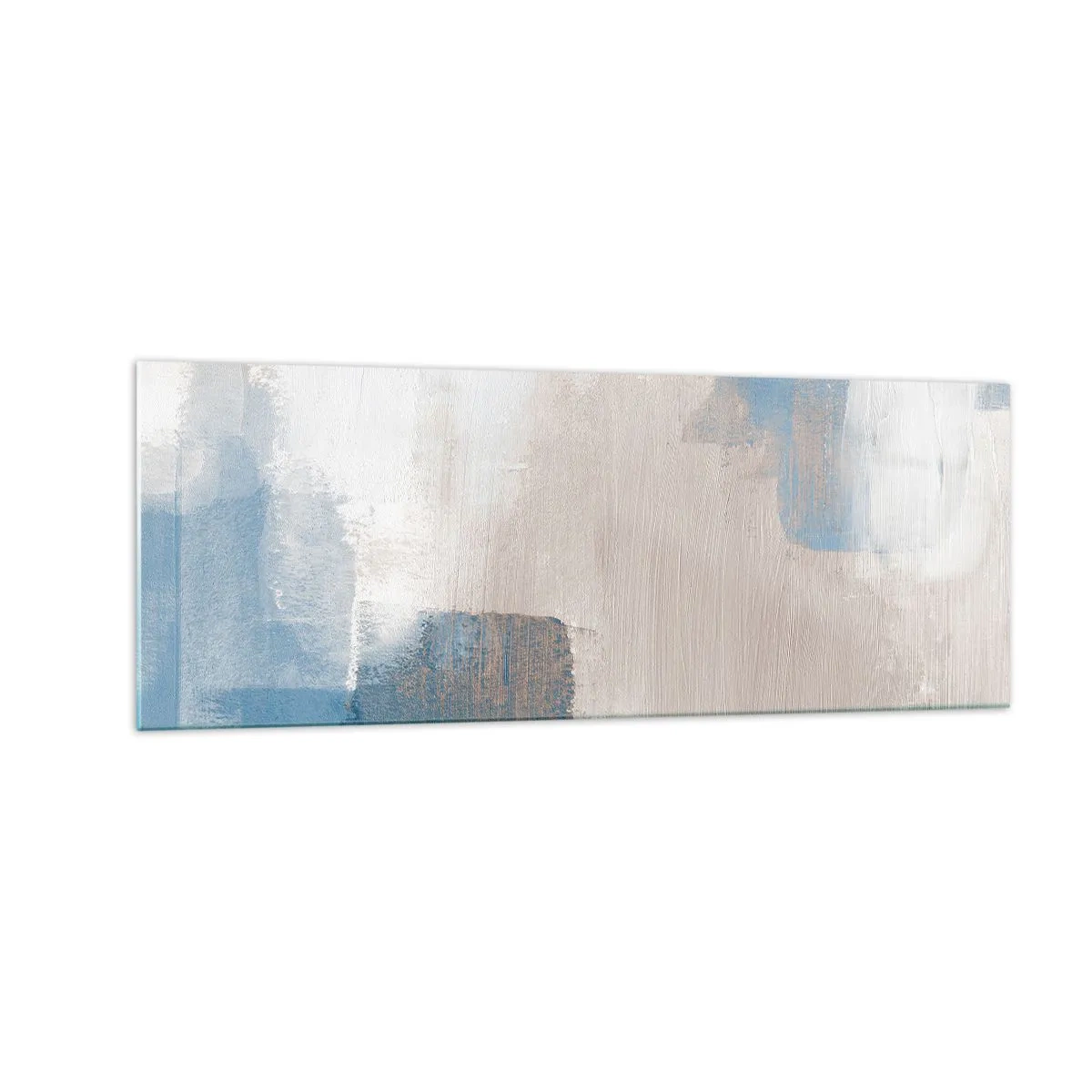Üveg kép - Rózsaszín absztrakció egy kék fátyol mögött - 140x50 cm