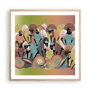 Poszter világos tölgy keretben - Jön a nagy ünnep  - 60x60 cm