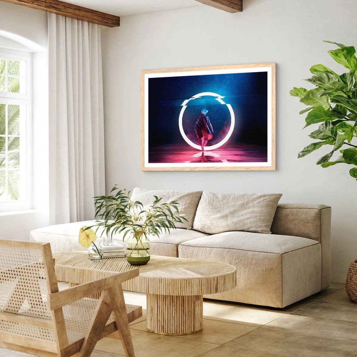 Poszter világos tölgy keretben - Világok között - 100x70 cm