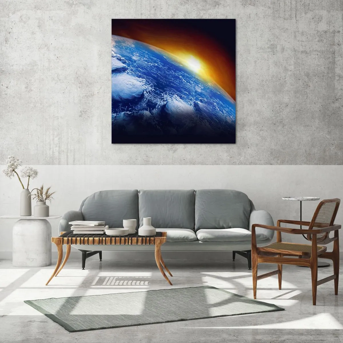 Üveg kép - Napkelte a kék bolygó felett - 60x60 cm