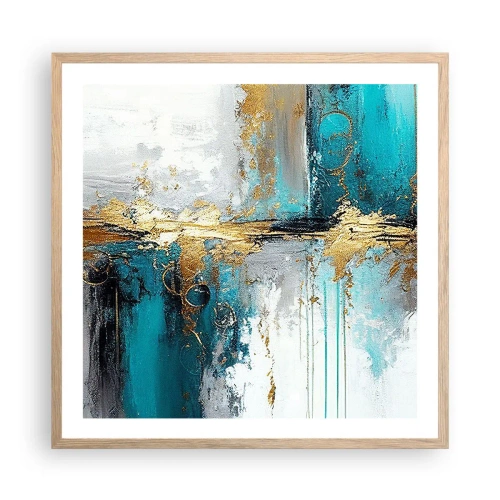 Poszter világos tölgy keretben - Minden áramlik - 60x60 cm