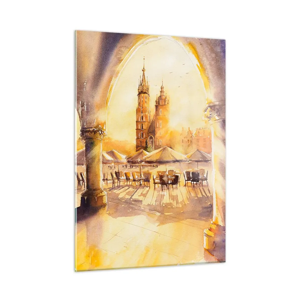 Üveg kép - Napkelte a krakkói piactér felett - 50x70 cm