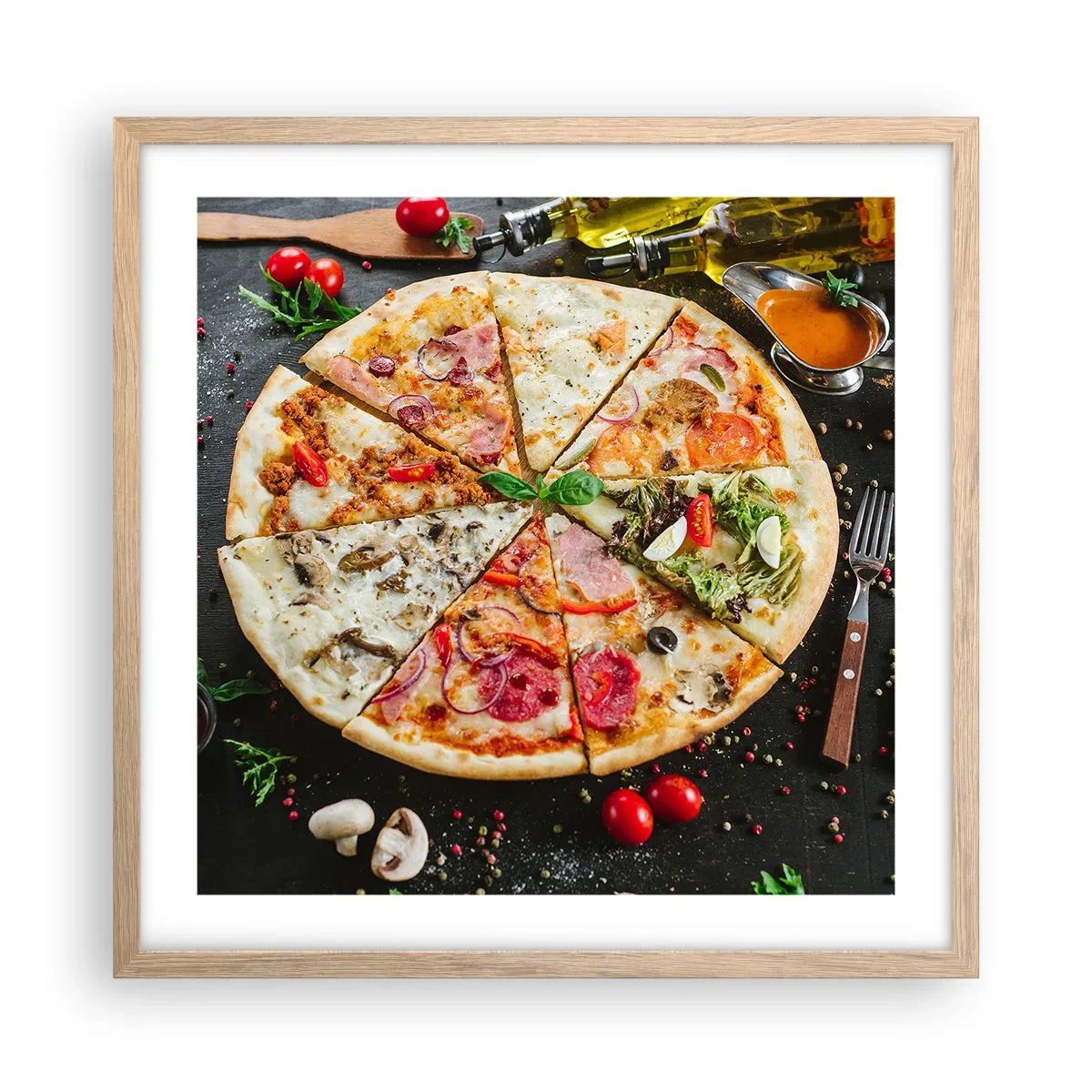 Poszter világos tölgy keretben - Ízek palettája - 50x50 cm