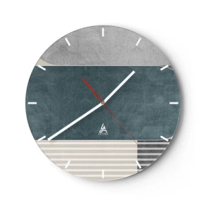 Falióra, Óra - Geometrikus kompozíció vízszintes csíkokkal - 30x30cm - Vízszintes kompozíció - Modern fali dekoráció nappalihoz, konyhához és hálószobához ARTTOR