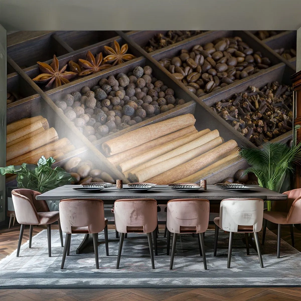 Fotótapéta Premium Sand - Az aromák kincsesbányája - Fűszerek, Kávé, Fahéj - 500x350 cm