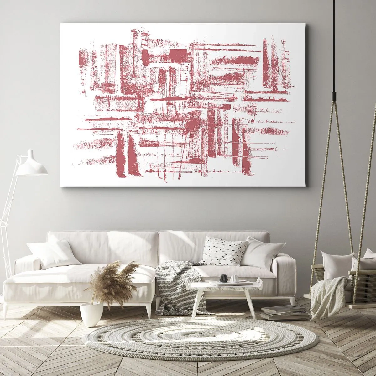 Vászonkép - Absztrakt rózsaszín textúrák fehér háttéren - 70x50cm - A vörös város - Modern fali dekoráció nappalihoz és hálószobához ARTTOR