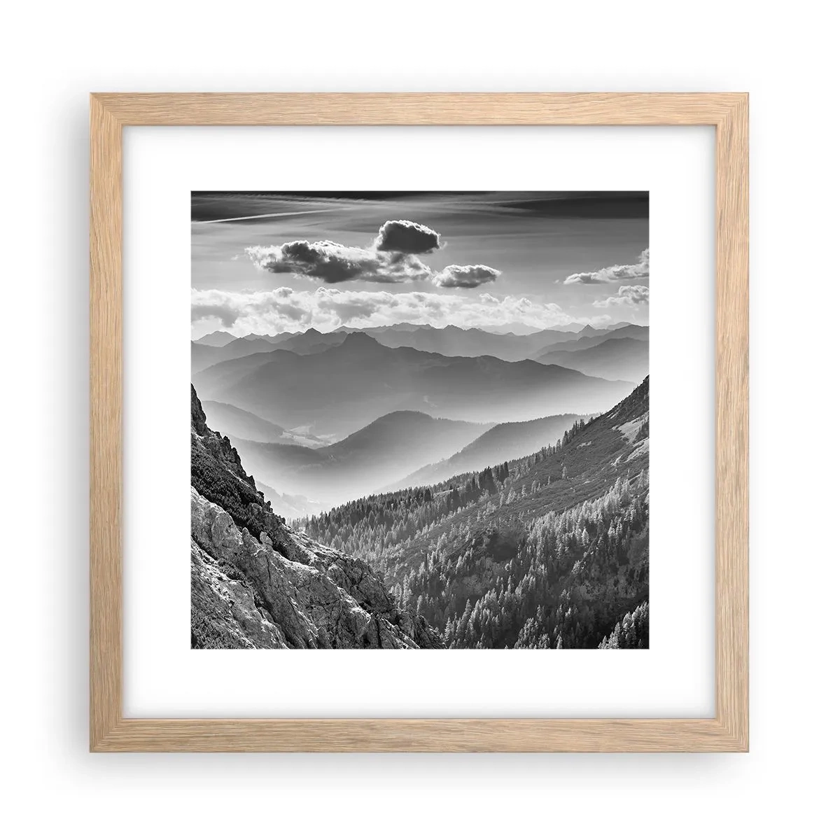 Poszter világos tölgy keretben - Egészen a horizontig - 30x30 cm