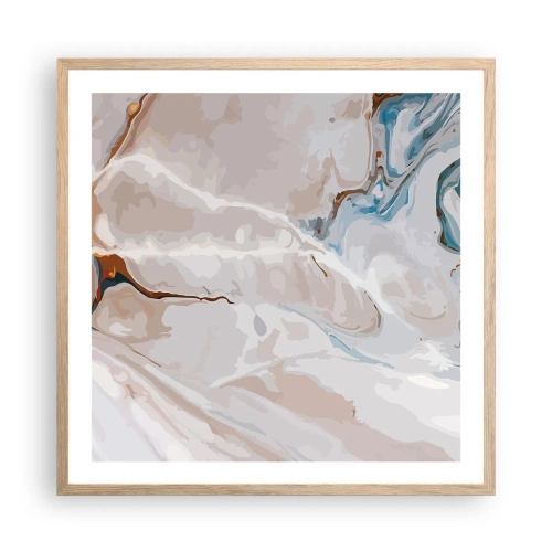 Poszter világos tölgy keretben - Kék kanyarog a fehér alatt - 60x60 cm