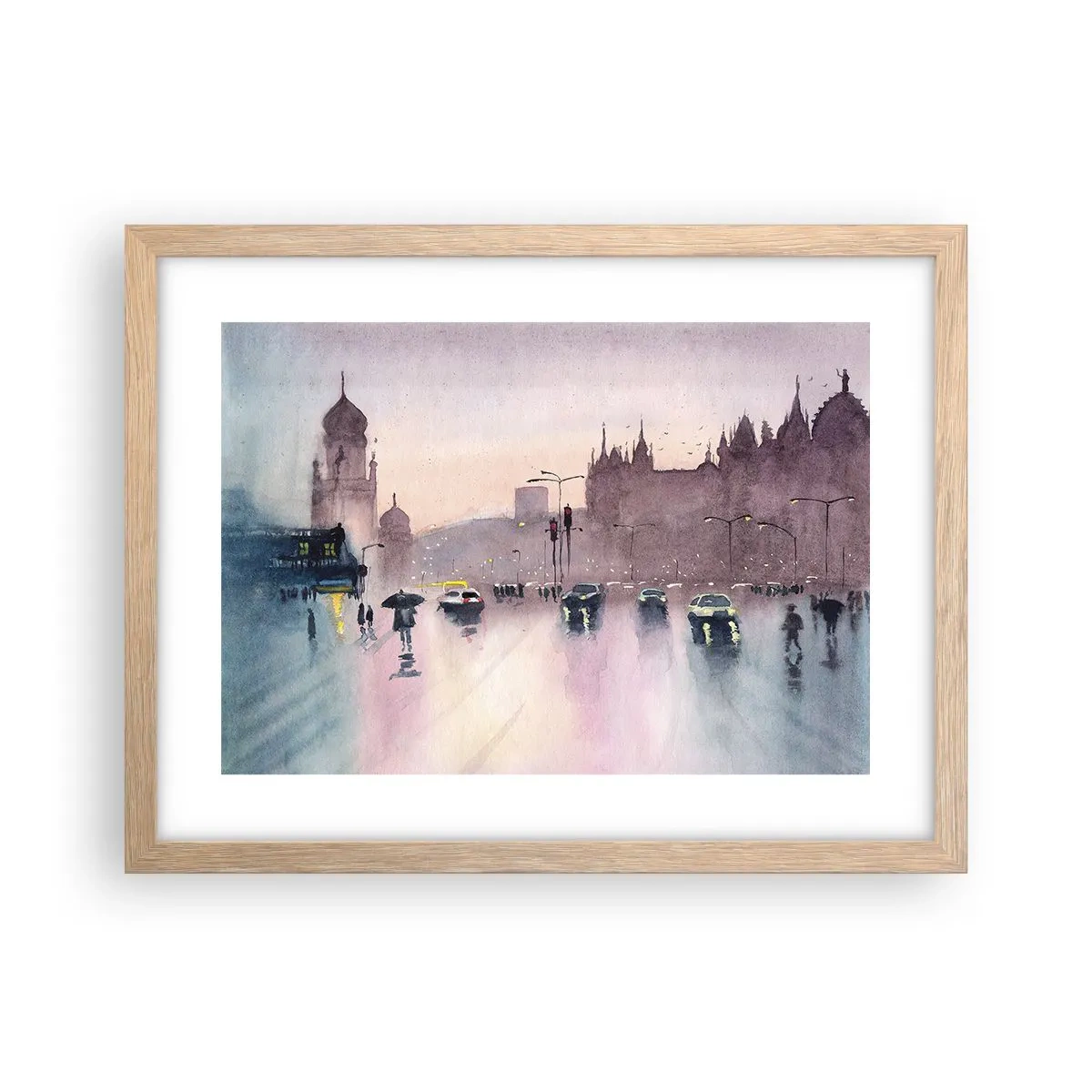 Poszter világos tölgy keretben - Az esős ködben - 40x30 cm