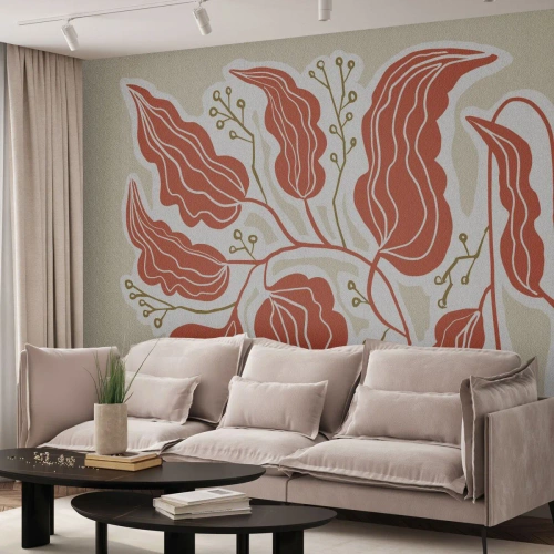 Fotótapéta Premium Sand - Népi és korall - Boho, Növénytani, Virágok - 250x175 cm