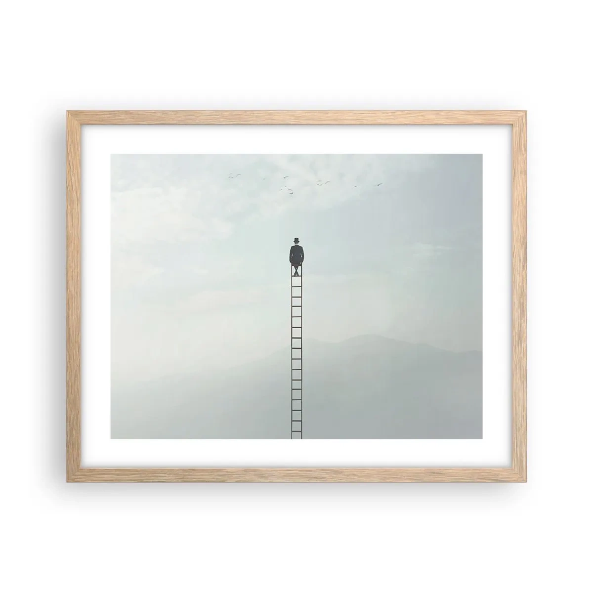 Poszter világos tölgy keretben - Emelkedj feljebb - 50x40 cm